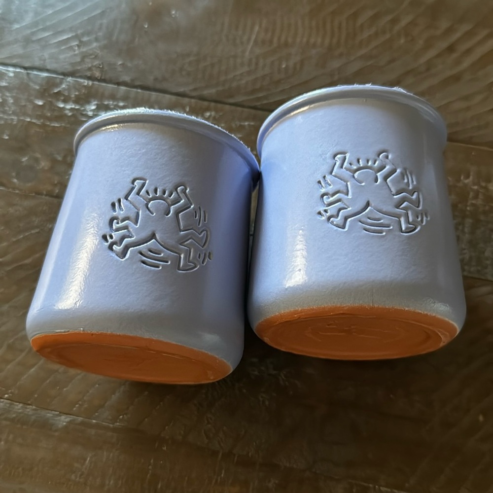 {La Fermière} Keith Haring Art Limited Edition Periwinkle Yogurt Pot 2 pcs